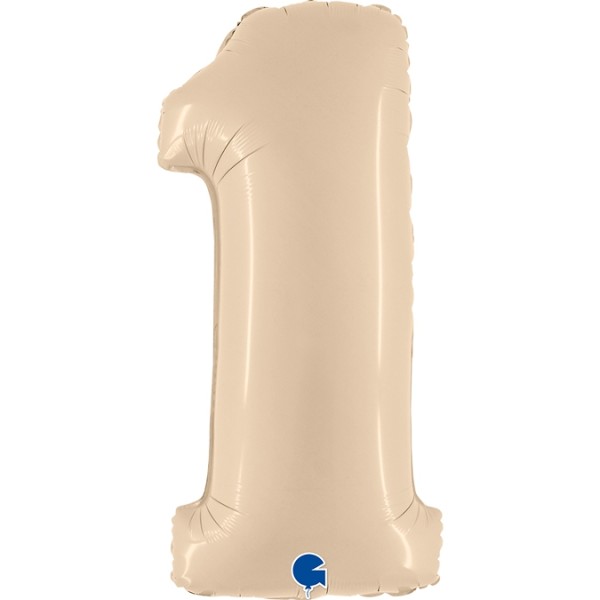 Grabo Folienballon Zahl 1 Satin Cream 100cm/40"