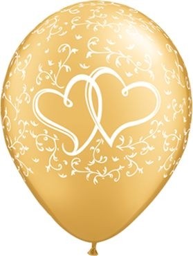 Qualatex Latexballon Entwined Hearts Gold 28cm/11" 25 Stück