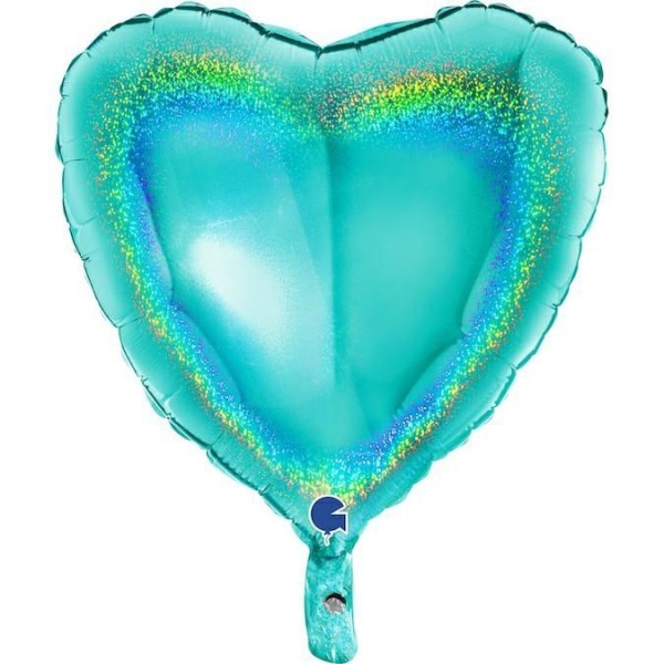 Grabo Folienballon Heart Glitter Holo Tiffany 45cm/18"