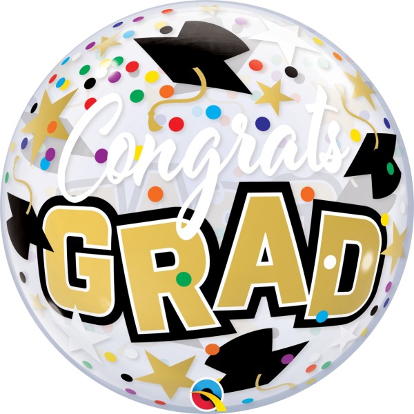 Qualatex Bubble Congrats Grad Stars & Dots 55cm/22"