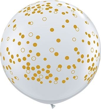 Qualatex Latexballon Confetti Dots-A-Round Diamand Clear 90cm/3' 2 Stück