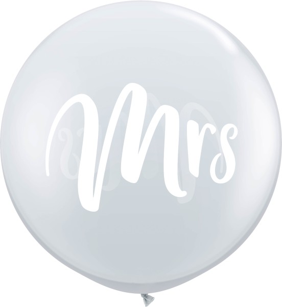 Qualatex Latexballon White Mrs. Jewel Diamond Clear 90cm/3' 2 Stück