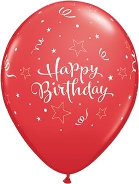 Qualatex Latexballon Birthday Shining Star Red 28cm/11" 25 Stück