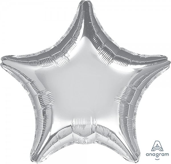Anagram Folienballon Stern Metallic Silver 80cm/32"