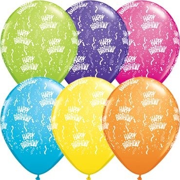 Qualatex Latexballon Tropical Sortiment Happy Birthday 28cm/11" 25 Stück