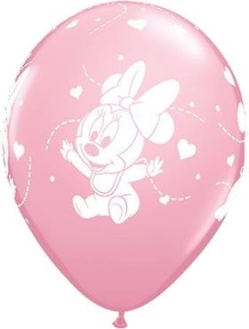 Qualatex Latexballon Baby Minie Hearts Pink 28cm/11" 6 Stück