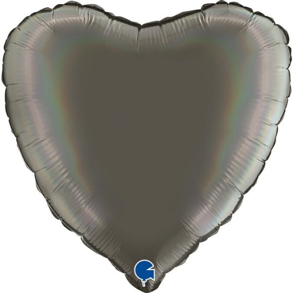 Grabo Folienballon Heart Rainbow Holo Platinum Grey 45cm/18"
