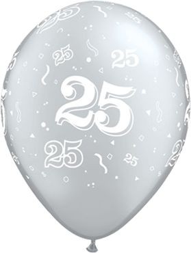 Qualatex Latexballon 25 Metallic Silver 28cm/11" 25 Stück
