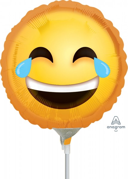 Anagram Folienballon Laughing Emoticon 23cm/9" luftgefüllt inkl. Stab
