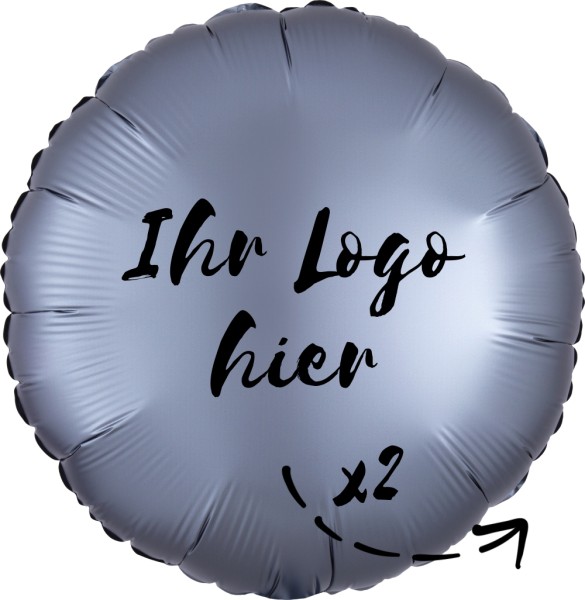 Folien-Werbeballon Rund Satin Luxe Graphite 45cm/18" 2-Seitig bedruckt