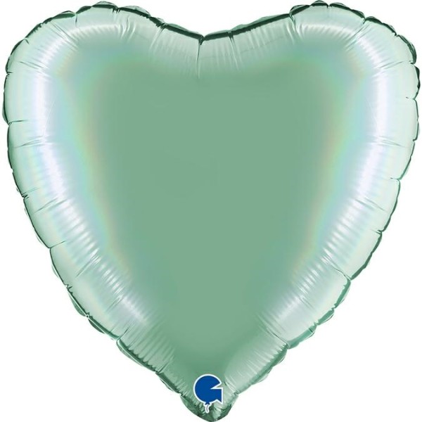 Grabo Folienballon Heart Rainbow Holo Platinum Tiffany 45cm/18"
