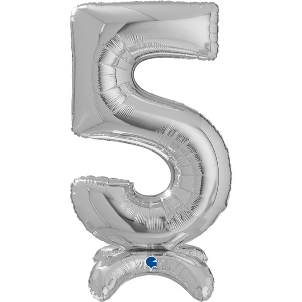Grabo Folienballon Zahl 5 Silver standups 65cm/25"