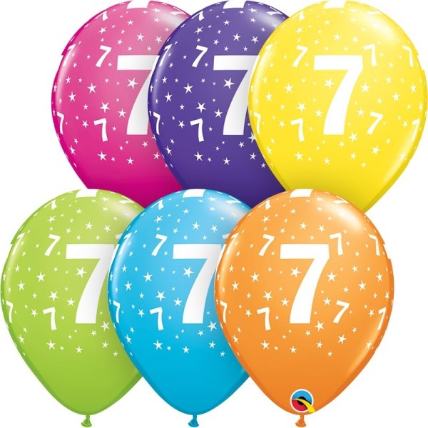 Qualatex Latexballon Stars 7-A-Round Tropical Assortment 28cm/11" 50 Stück