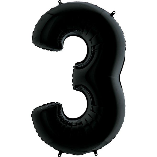 Grabo Folienballon Zahl 3 Black 100cm/40"