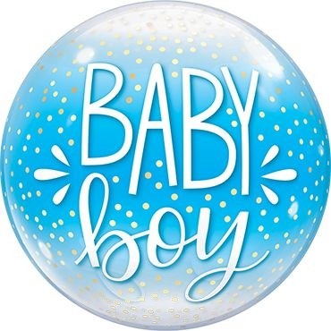 Qualatex Bubble Baby Boy Blue & Confetti Dots 55cm/22"