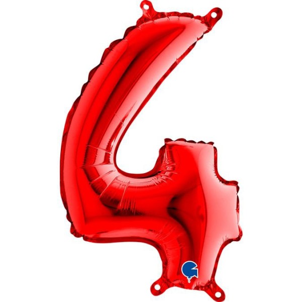 Grabo Folienballon Zahl 4 Red 35cm/14"