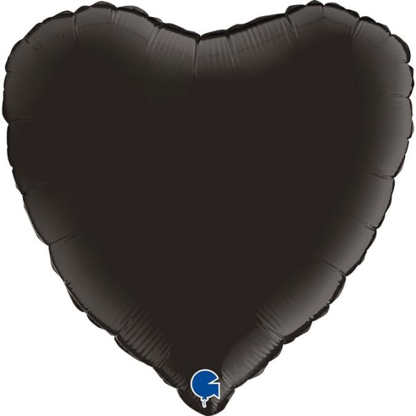 Grabo Folienballon Heart Satin Fumé Black 45cm/18"