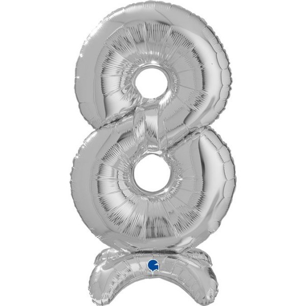 Grabo Folienballon Zahl 8 Silver standups 65cm/25"
