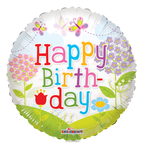 Kaleidoscope Folienballon "Happy Birthday - Blumenwiese" 45cm/18"