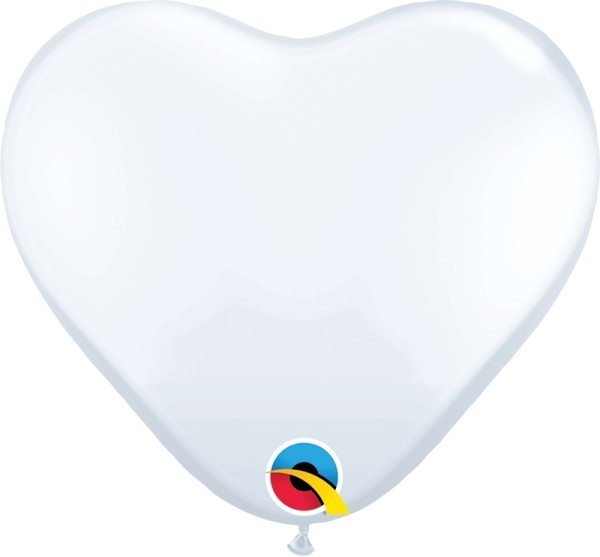 Qualatex Latexballon Standard White Heart 15cm/6" 100 Stück