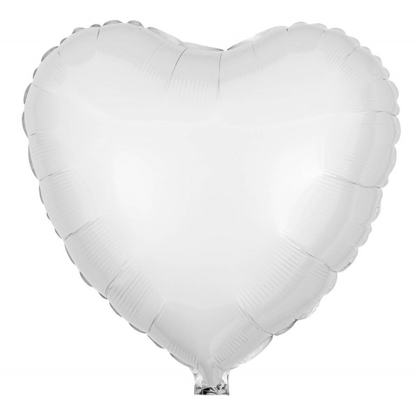 Folienballon Herz, Pearl Weiß, 45cm Ø