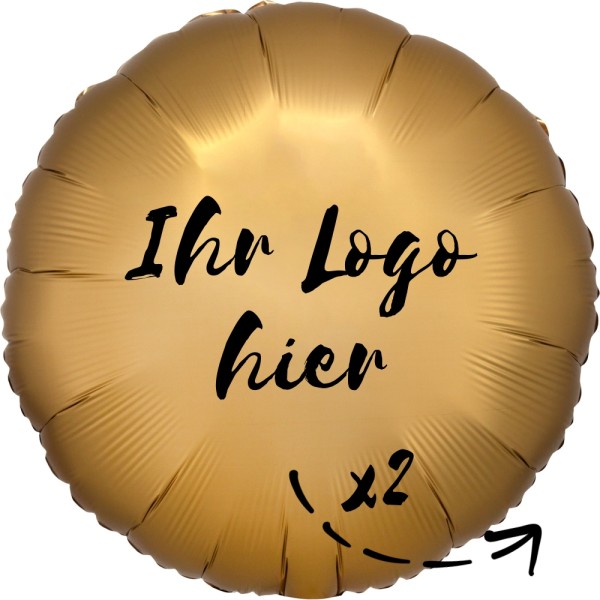 Folien-Werbeballon Rund Satin Luxe Gold 45cm/18" 2-Seitig bedruckt
