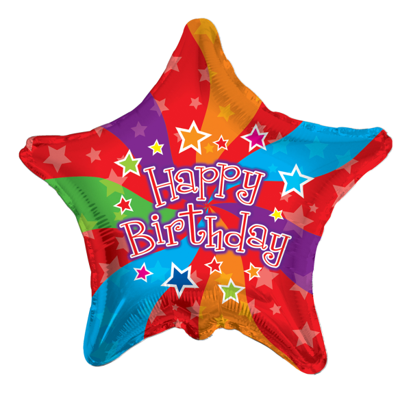 Kaleidoscope Folienballon Stern "Happy Birthday" 45cm/18"