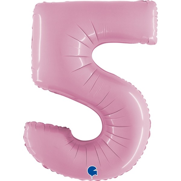 Grabo Folienballon Zahl 5 Pastel Pink 100cm/40"