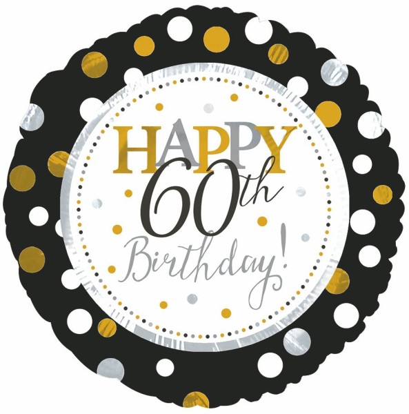 CTI Folienballon 18" Happy 60th Birthday Schwarz & Gold