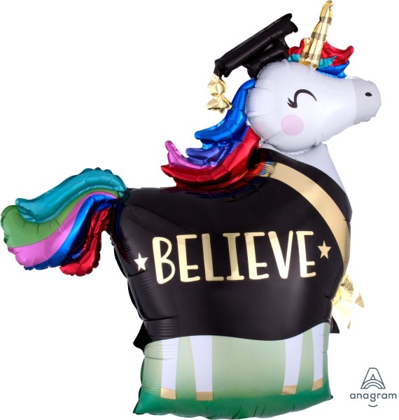 Anagram Folienballon SuperShape Believe Unicorn 80cm/31"