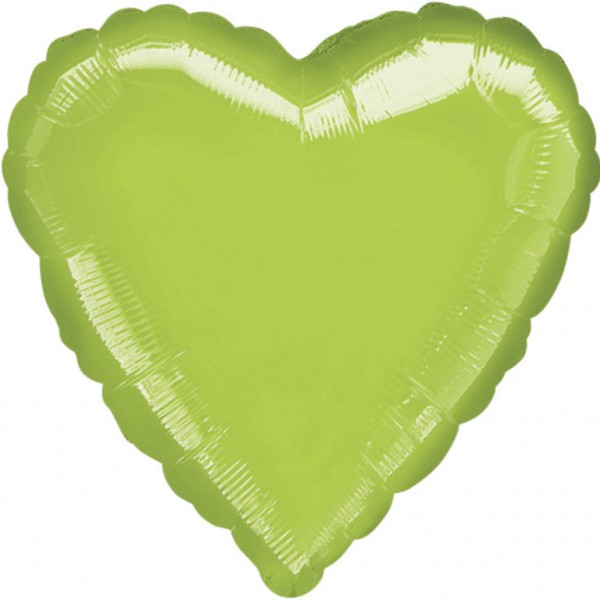 Anagram Folienballon Herz Metallic Limongrün (Lime Green) 45cm/18"