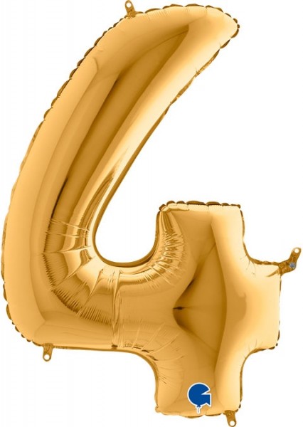 Grabo Folienballon Zahl 4 Gold 100cm/40"