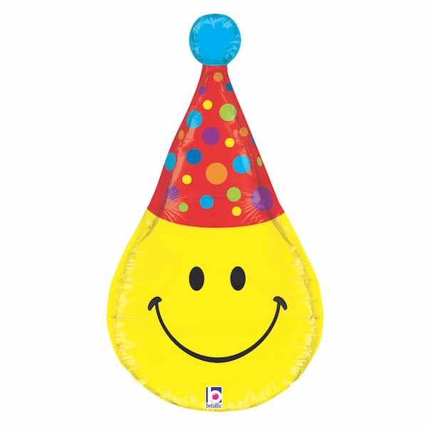 Betallic Folienballon Smiley Party Hat 83cm/33"