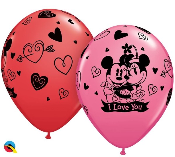 Qualatex Latexballon Mickey & Minni I Love You Assortement 28cm/11" 25 Stück