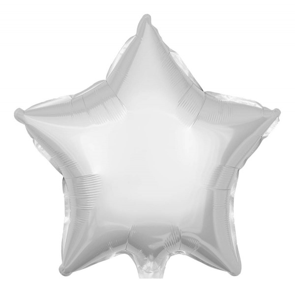 Folienballon Stern, Metallic Weiß, 50cm Ø