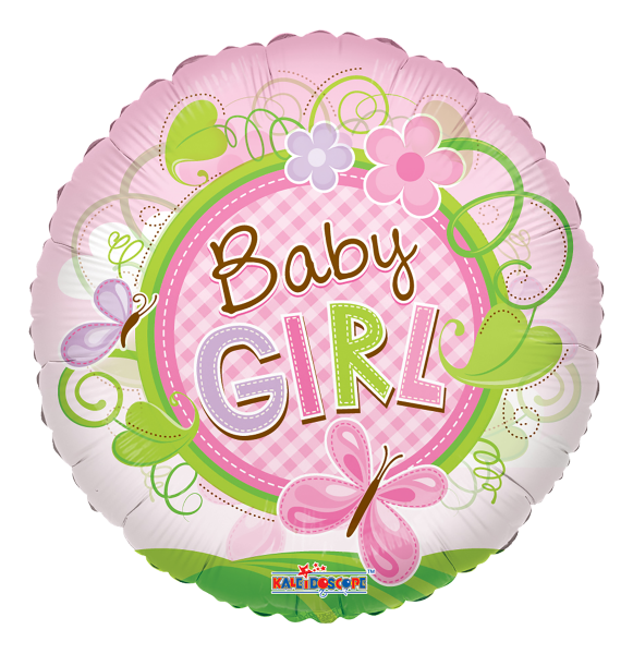 Kaleidoscope Folienballon "Baby Girl - Rosa Schmetterling" 45cm/18"