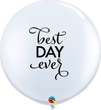 Qualatex Latexballon Simply Best Day Ever White 90cm/3' 2 Stück
