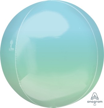 Anagram Folienballon Orbz 40cm Durchmesser Ombré Blau & Grün (Blue & Green)