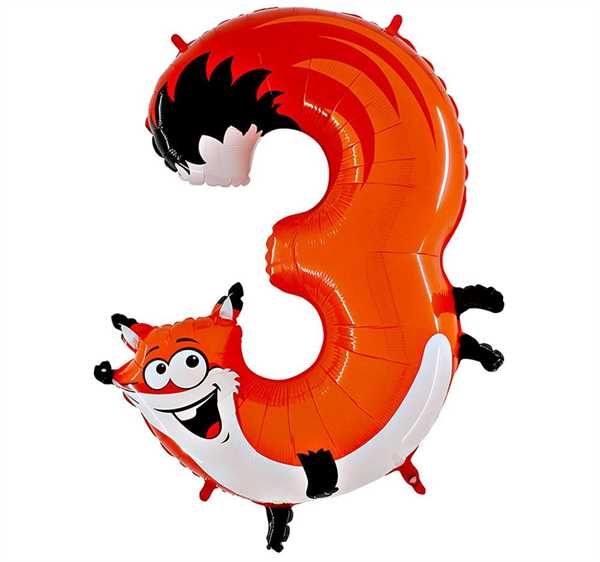 Zahlenballon "Fuchs - Zahl 3"