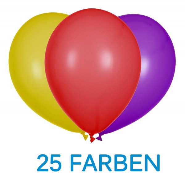 Bunte Latexballons 30cm/12" 100 Stück 25 Farben