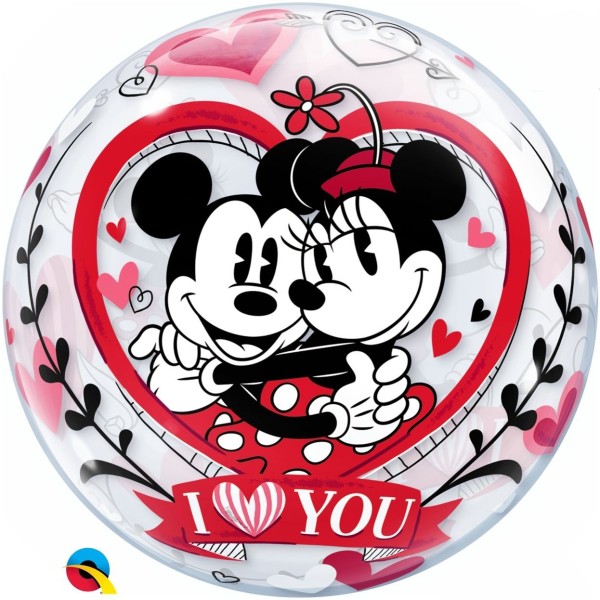 Qualatex Bubble Mickey & Minnie Mouse I Love You 55cm/22"