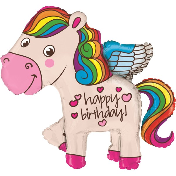 Betallic Folienballon Rainbow Birthday Pony 115cm/45"