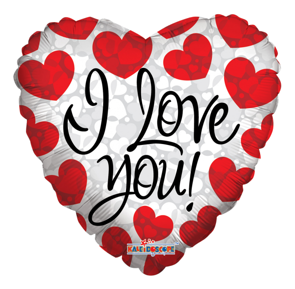Kaleidoscope Folienballon Herz "I Love You - Rote Herzen" 45cm/18"