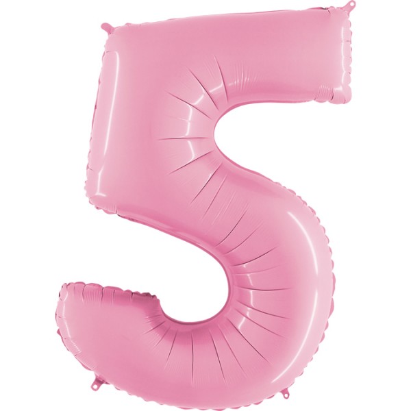 Grabo Folienballon Zahl 5 Pastel Pink 100cm/40"