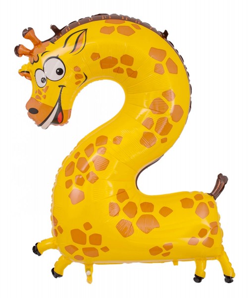 Grabo Folienballon Zahl 2 Animaloon Giraffe 100cm/40"