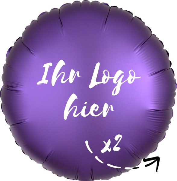 Folien-Werbeballon Rund Satin Luxe Purple Royale 45cm/18" 2-Seitig bedruckt