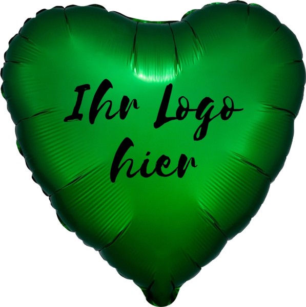 Folien-Werbeballon Herz Satin Luxe Emerald 45cm/18" 1-Seitig bedruckt