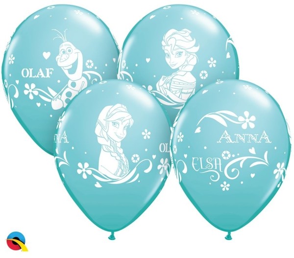 Qualatex Latexballon Anna, Elsa & Olaf Blue 28cm/11" 6 Stück