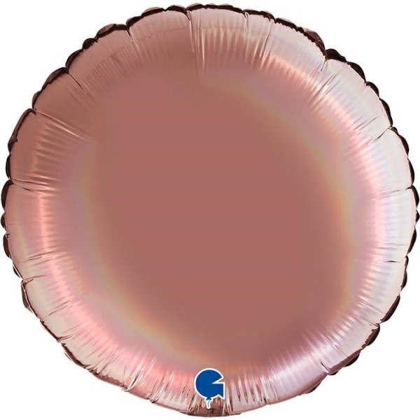 Grabo Folienballon Rund Rainbow Holo Platinum Rosé 45cm/18"