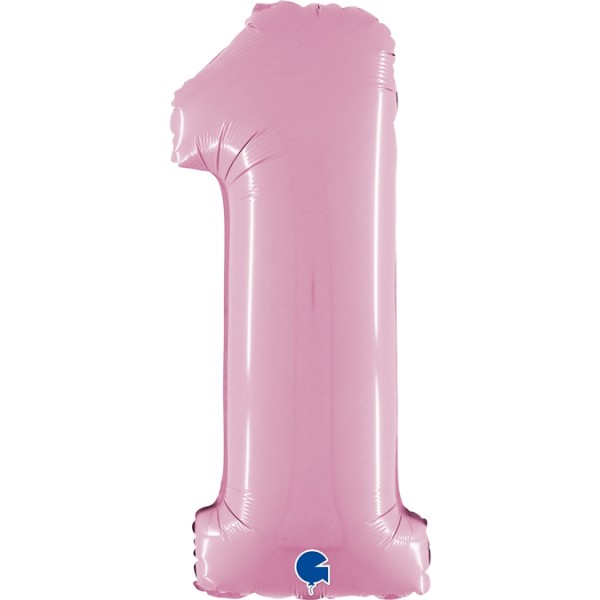 Grabo Folienballon Zahl 1 Pastel Pink 66cm/26"